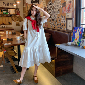 法式休闲衬衫白色连衣裙女夏2025新款小个子减龄爆款高级感公主裙,蓝黄碎花半裙搭配图片