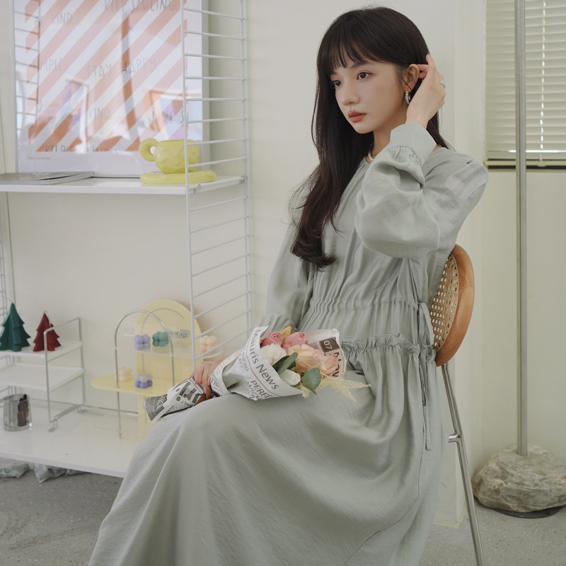 已出货20223春季新款长袖浅绿色连衣裙225-7016-P115（控168）,女装连衣裙,浙宝225