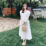 出货中2022夏季新款双色方领连衣裙225-6626-P115（控168），女装连衣裙，浙宝225