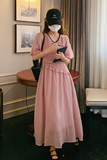 2023夏季新夏季唯美领子黑边连衣裙粉色225-23088-P115（控168），女装连衣裙，浙宝225