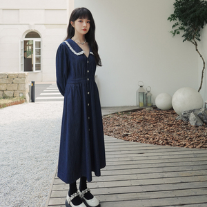 已出货 2022秋季新款 领子花边牛仔连衣裙225-7009-P115-控168图片