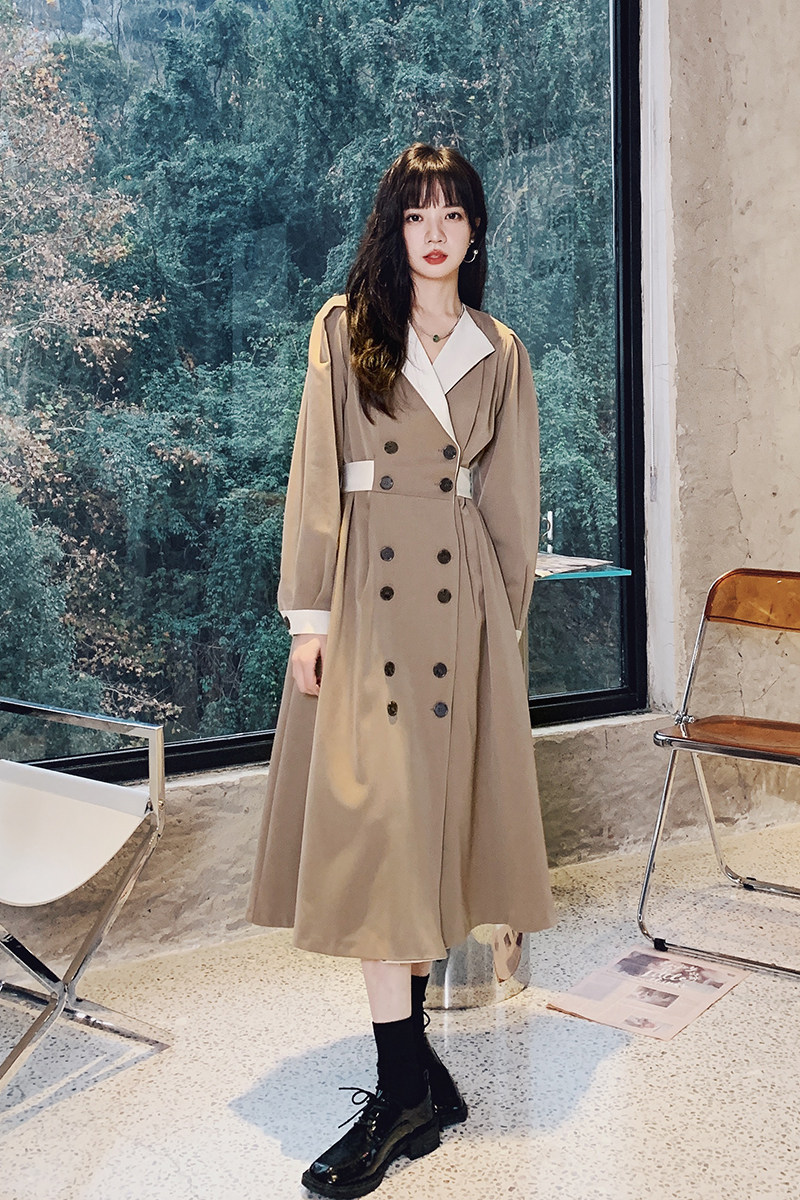 已出货2022春季新款双排扣后绑带连衣裙225-1692-P125（控178）,女装连衣裙,浙宝225