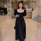 2022夏季新款法式黑色连衣裙长裙225-6611-P115（控168），女装连衣裙，浙宝225