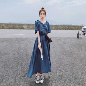 已出货 2023夏季新款孔雀蓝连衣裙225-1032-P105（控158）图片