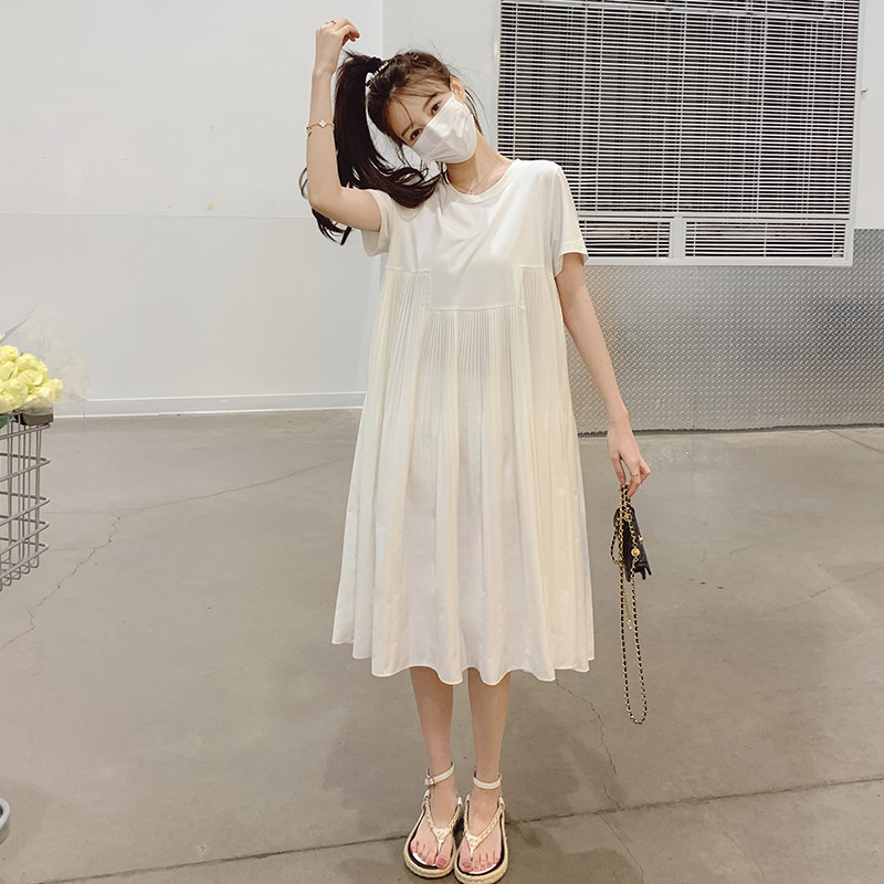 已出2023夏季新款下摆压皱拼接连衣裙225-23055-P115（控168）,女装连衣裙,浙宝225