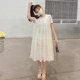 已出2023夏季新款下摆压皱拼接连衣裙225-23055-P115（控168），女装连衣裙，浙宝225