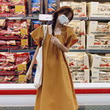 2025夏季新款韩版法式高级感粉色方领连衣裙女宽松显瘦茶歇长裙子，女装连衣裙，浙宝225