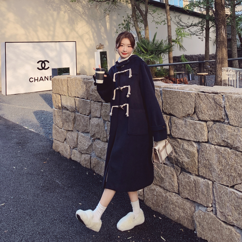 2022冬季新款牛角扣深藏青毛呢外套225-7031-P185（控268），女装毛呢外套，浙宝225