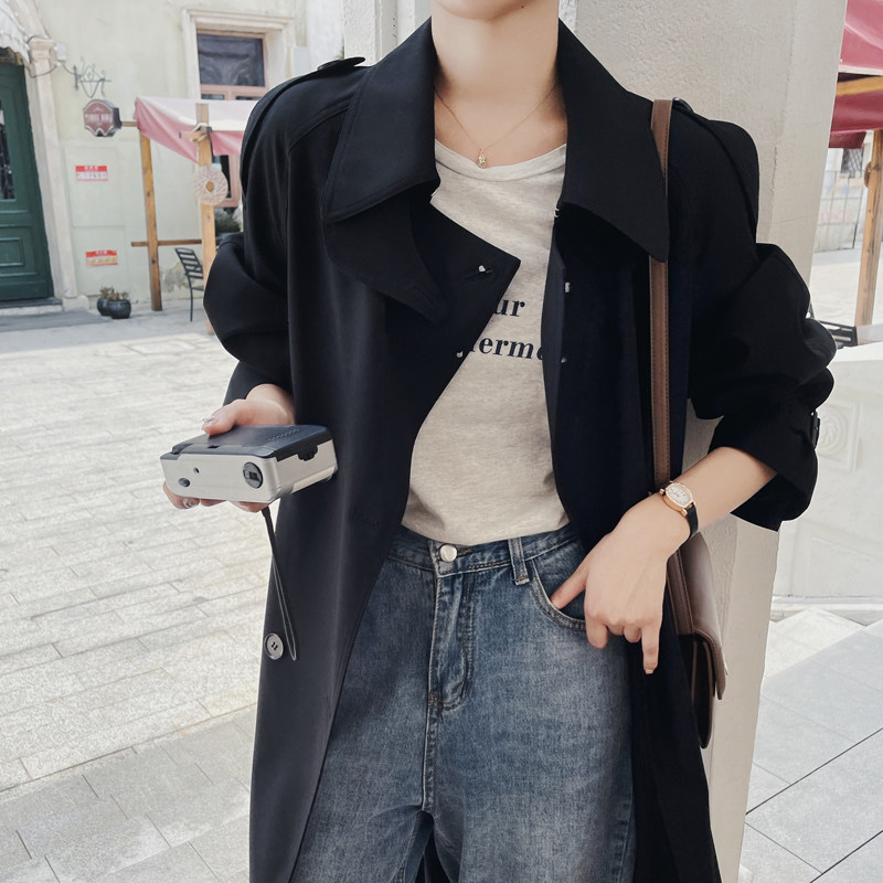 已出货2022秋季新款黑色风衣225-7001-P145-控198,女装风衣,浙宝225