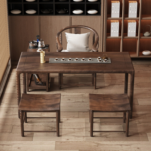 黑胡桃木阳台茶桌椅组合家用小型休闲茶台禅意实木新中式 茶几喝茶