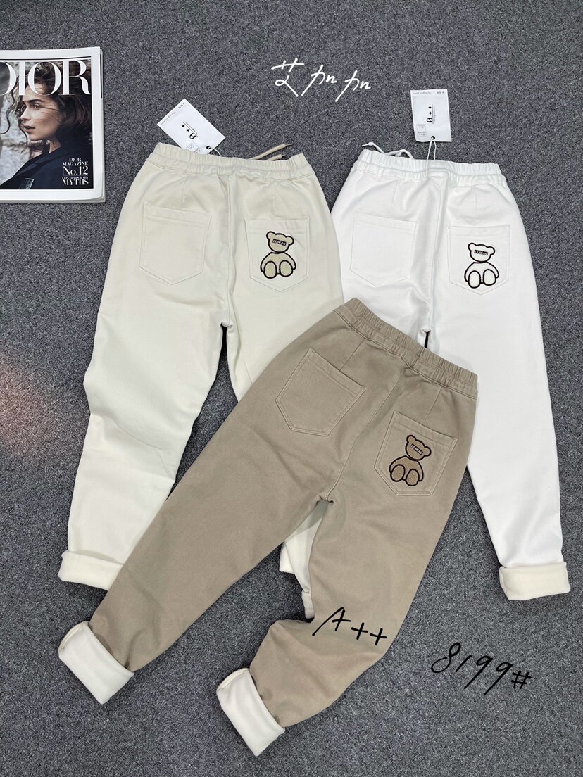 冬季加绒浅色加棉保暖棉裤松紧腰高腰弹力艾加加A++8199女长棉裤