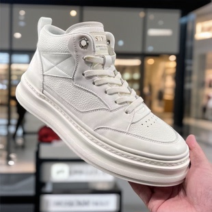 春季新款高帮头层牛皮小白鞋eva发泡底超轻超软防滑耐磨8028