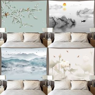 饰布 中国风挂毯壁画背景布ins风山水太阳挂布客厅墙面壁挂家居装
