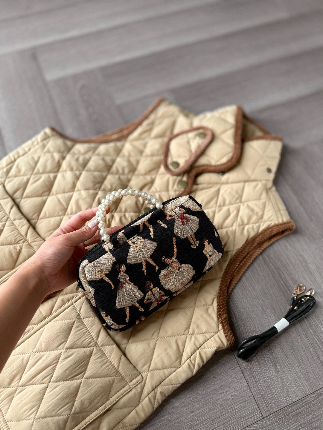 Belle芭蕾舞女孩 复古仿珍珠手提包 日本小众设计高级 百搭单肩包,箱包皮具/热销女包/男包,手拿包,淘宝优惠券,粉丝福利购,淘宝优惠卷