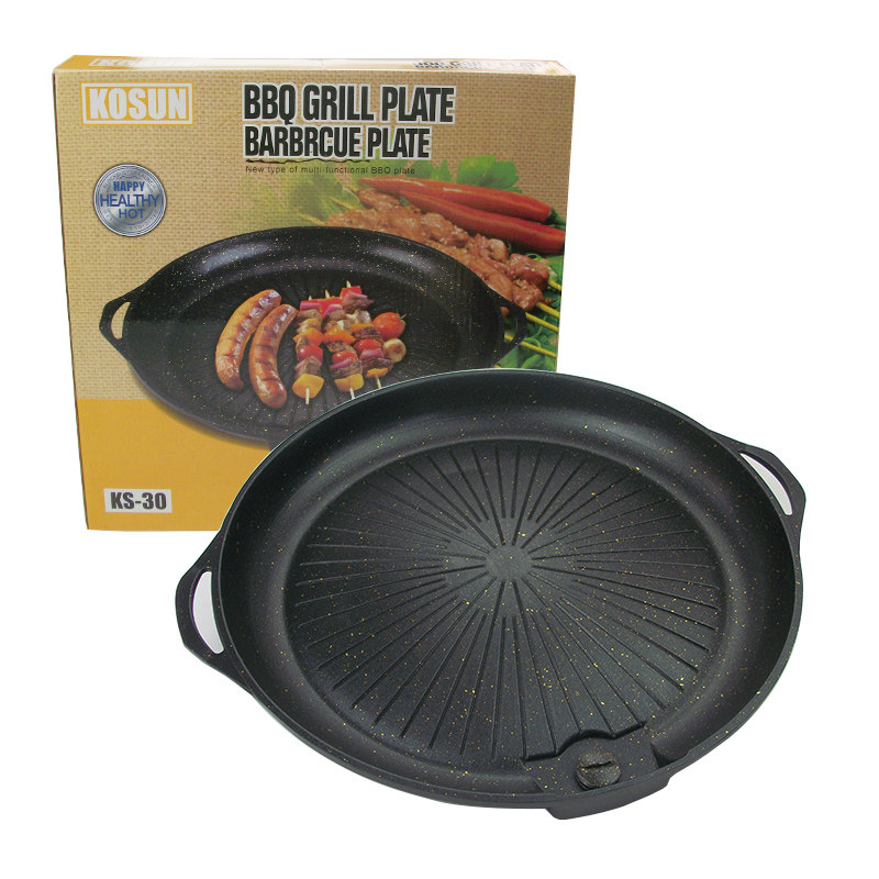 韩国明火韩式烤盘麦饭石不沾锅烤盘家用户外商用便携卡式炉烤肉盘