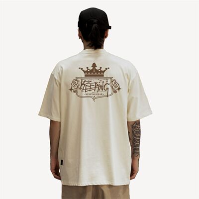 KeepingGear新款“皇冠”潮牌嘻哈短袖黑白街舞小领口不变形舒适