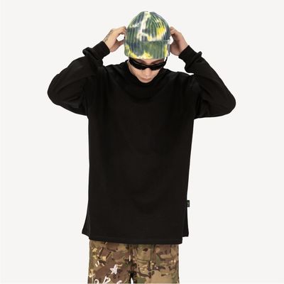 Keepinggear嘻哈街舞纯色长袖西海岸Popping240克小领口垂感大码