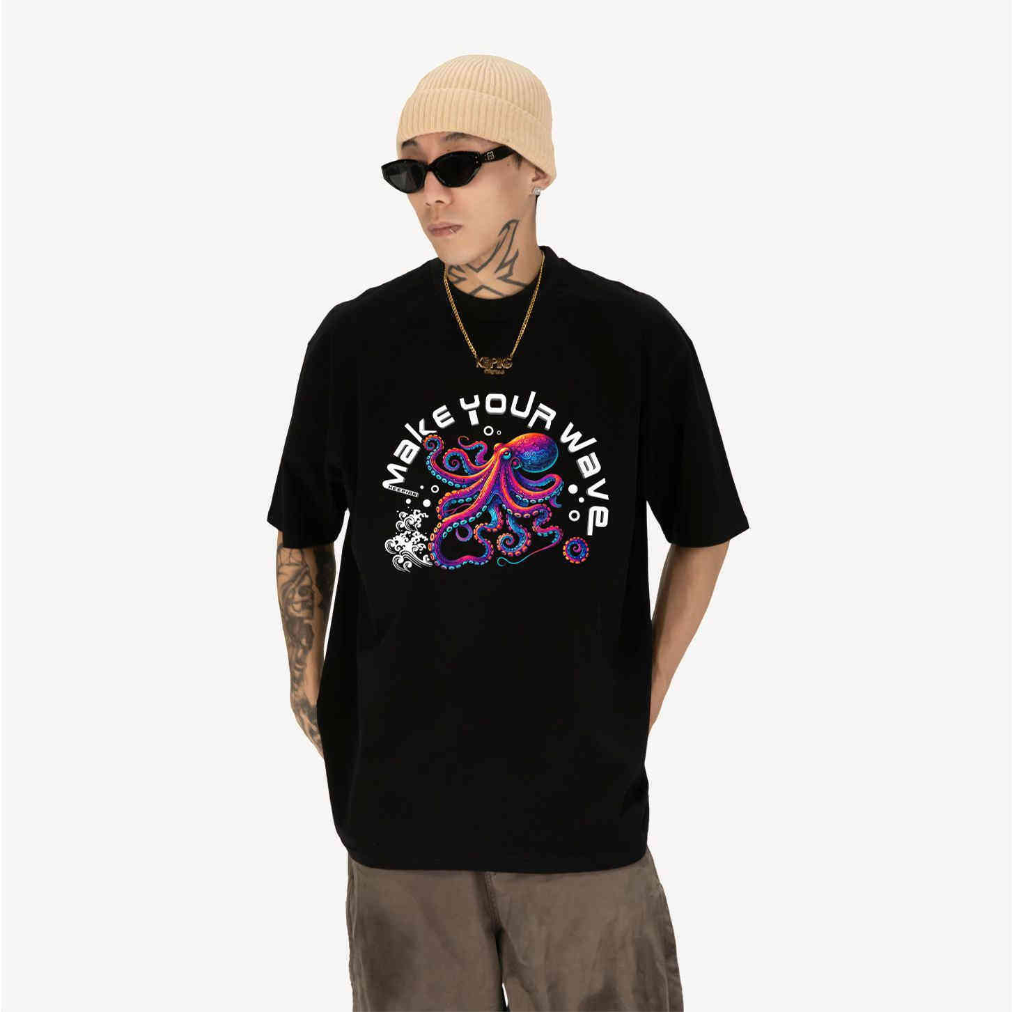 美式复古卡通印花长袖T恤