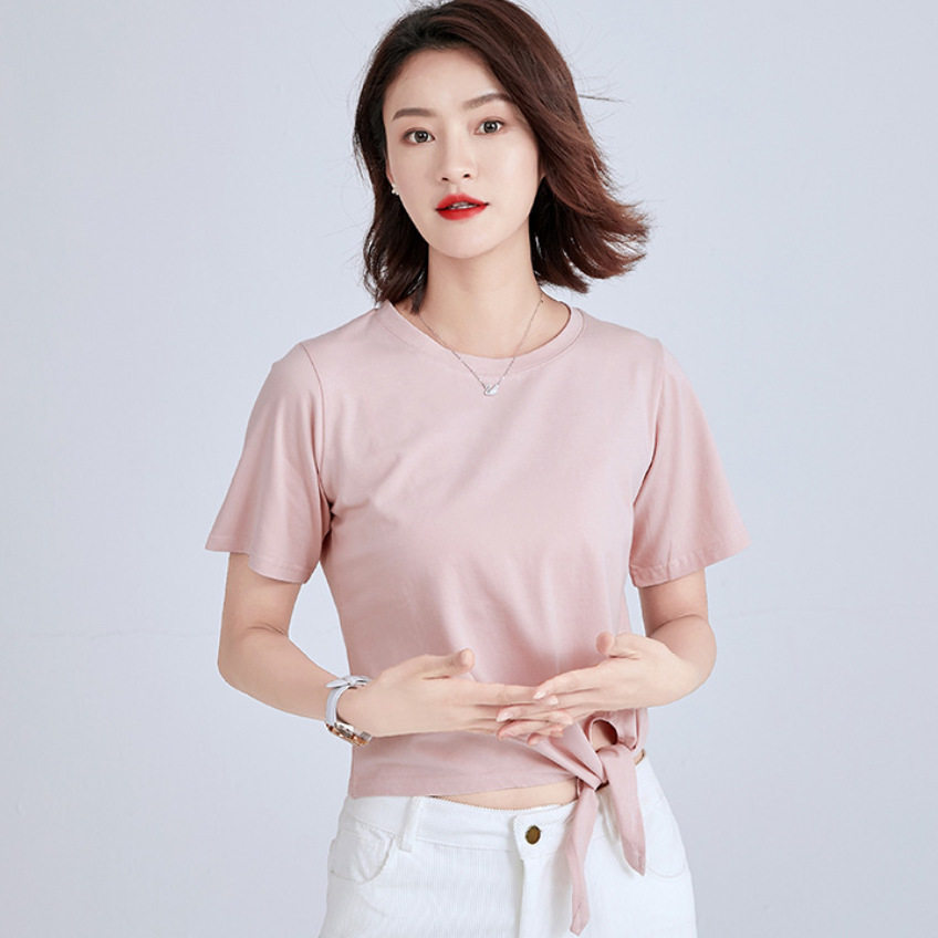 夏季新款修身系带短袖圆领T恤59元