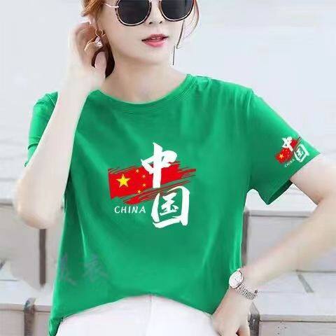 棉中国风广场舞宽松短袖T恤女