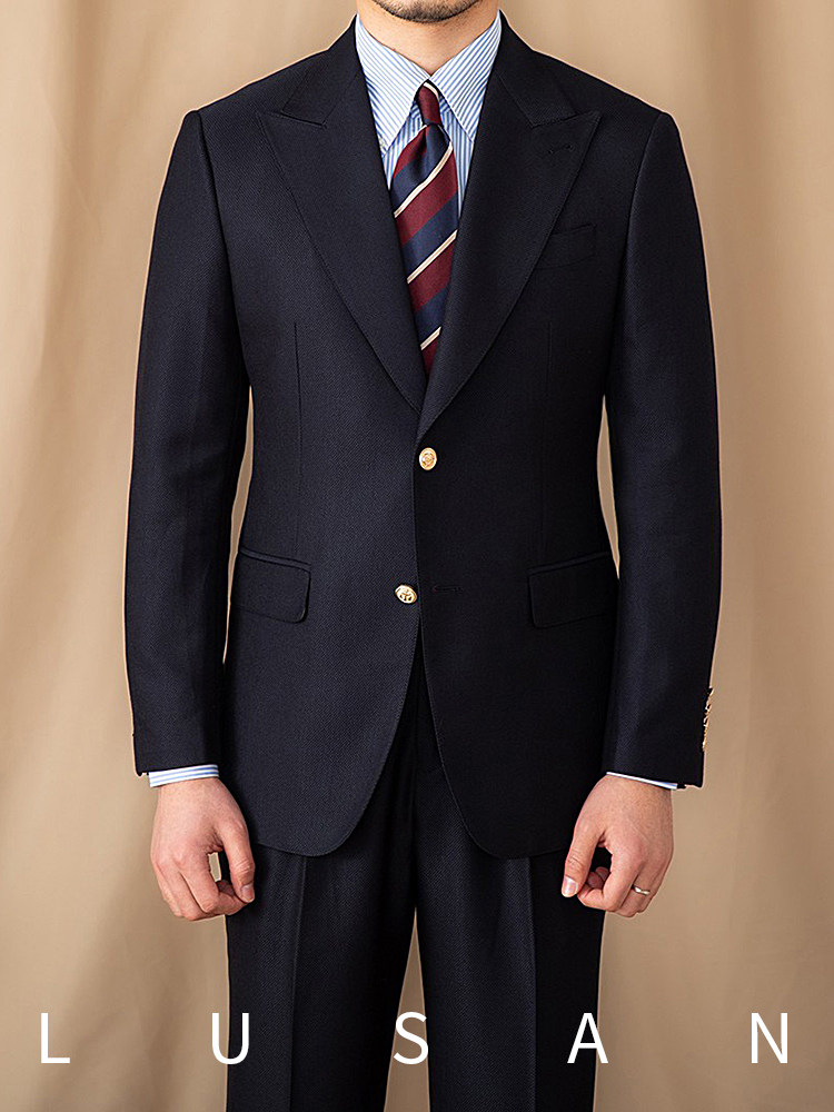 LU SAN 영국 연회 캐주얼 싱글 브레스트 슈트 BLAZER 네이비 블루 슈트 트렌디 남성