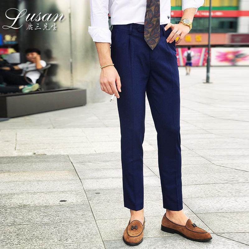 鹿三先生西装裤男修身黑色薄款显腿长裤子韩版潮流男士休闲西裤|msdalam kategori Pakaian Lelaki, seluar santai - dari Buy2taobao.com untuk memberikan perkhidmatan ejen Taobao profesional membeli