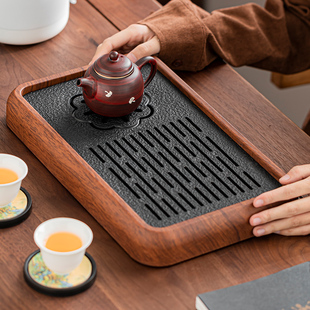 沥储排水式 茶盘家用2024新款 仿乌金石小型干泡茶托盘轻奢密胺茶台