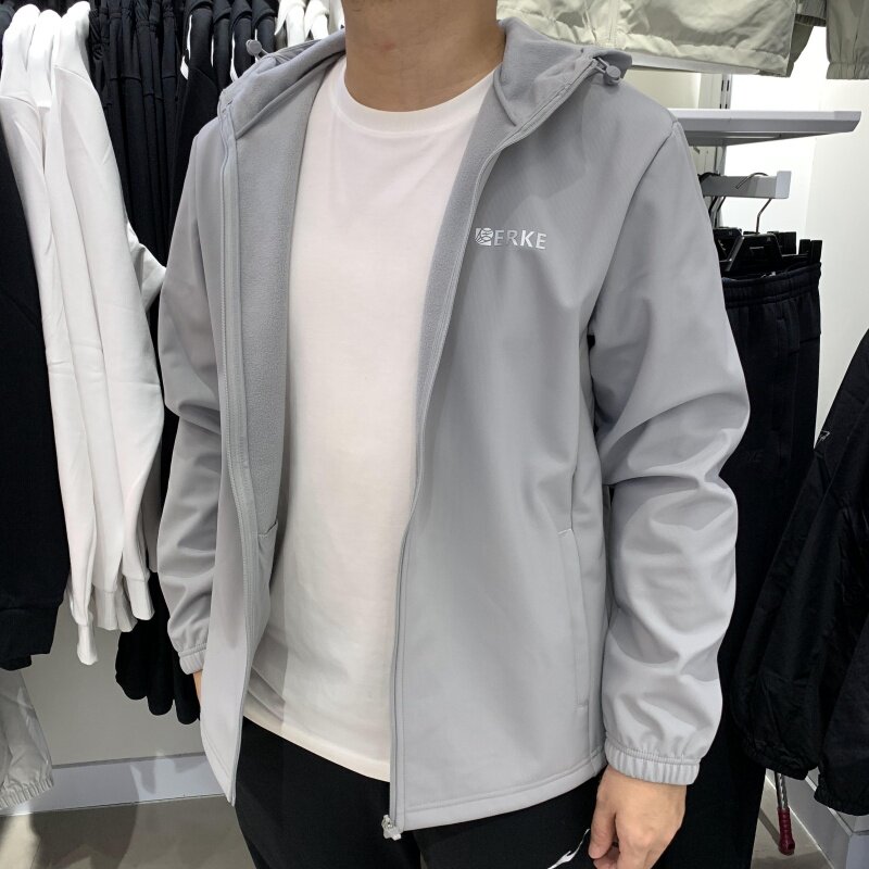 加绒夹克外套鸿星尔克运动上衣男