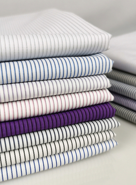 新品色织条纹衬衫布料棉涤衬衣面料适合做男女职业休闲装不褪色