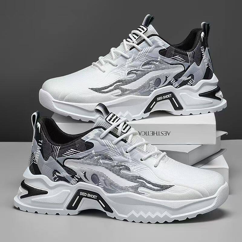 男鞋2026春季新款网面增高百搭厚底潮鞋软底耐磨防滑运动跑步鞋