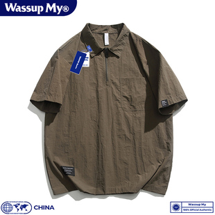 Wassup My日系冰丝速干POLO衫夏季短袖T恤ins宽松休闲凉感体恤潮