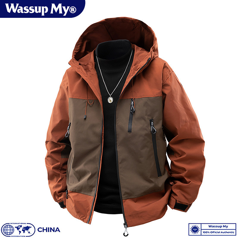 Wassup My美式机能冲锋衣男款春秋潮牌户外休闲宽松工装夹克外套