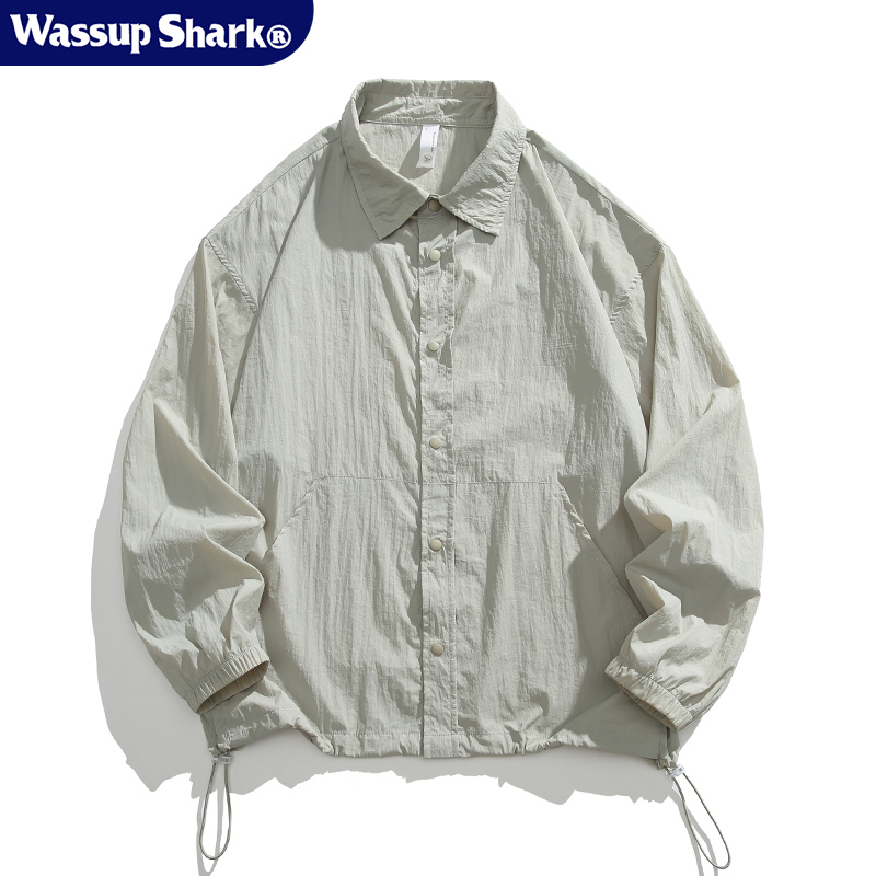 Wassup Shark冰丝速干UPF50+防晒长袖衬衫男夏季轻薄透气衬衣外套