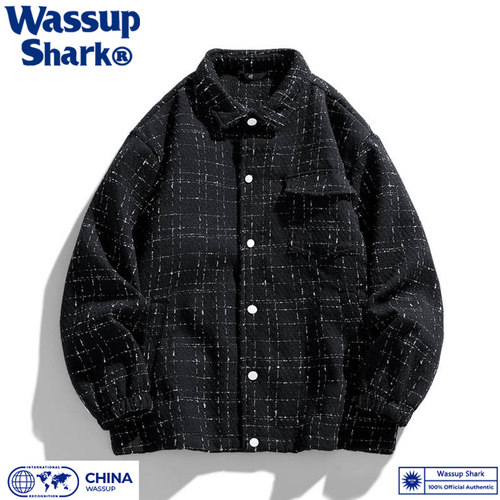 潮牌小香风粗花呢翻领夹克外套男