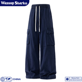 纯色大口袋休闲直筒裤 Wassup 男春秋新款 裤 Shark复古纯棉水洗工装