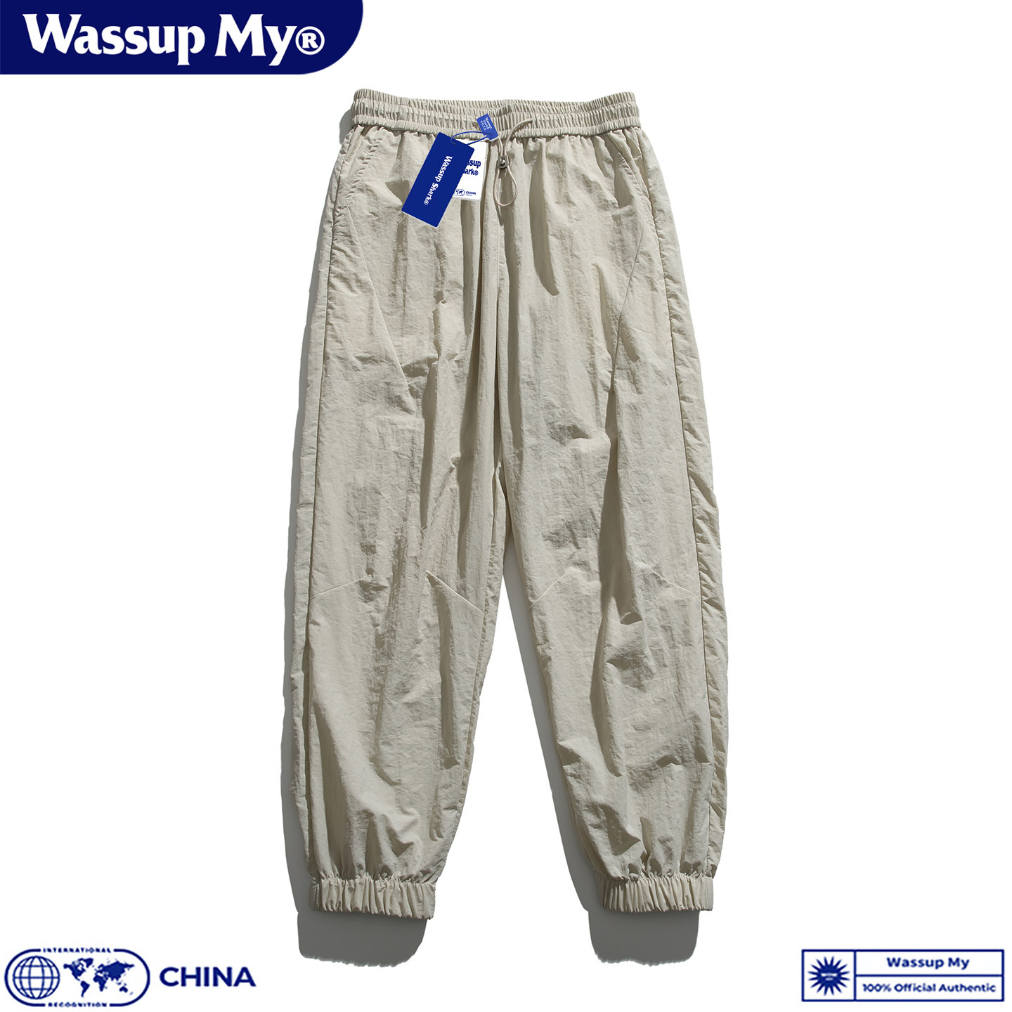 Wassup My潮牌山系休闲裤男夏季冰丝薄款宽松束脚九分速干长裤