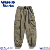休闲宽松机能风潮牌冲锋裤 Wassup 男秋季 束脚裤 Shark日系复古工装