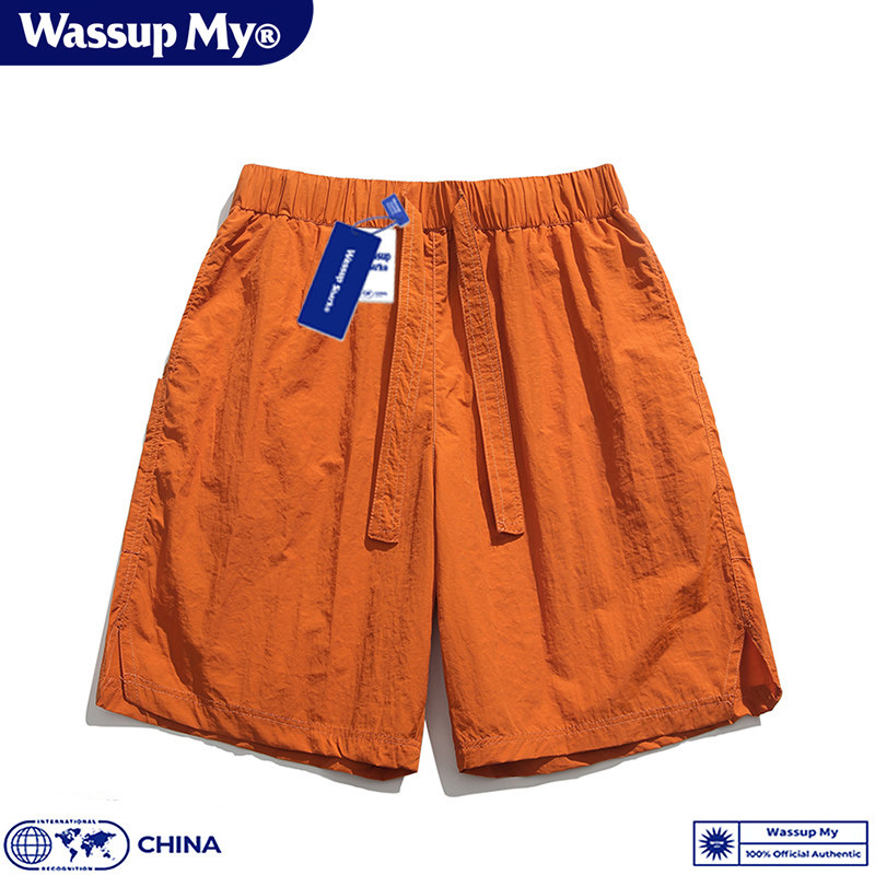 Wassup My潮牌冰感速干休闲短裤男女夏季宽松百搭沙滩运动五分裤