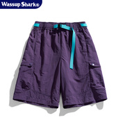 shark户外三防工装 短裤 男夏季 Wassup 冰丝速干运动撞色腰带五分裤
