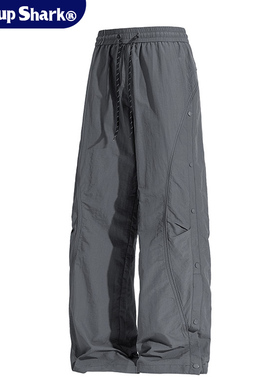 Wassup Shark美式户外速干直筒运动休闲裤男夏季宽松侧排扣长裤潮