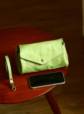 peshawar | 小众日系复古单肩包女士植鞣牛皮皱褶森系质感小挎包