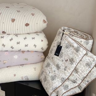 韩式 被暖气房被子加厚秋冬保暖冬被 小碎花针织春秋被可机洗四季