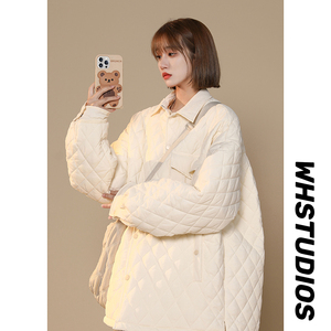 2024冬装新款加厚保暖菱格翻领棉袄情侣棉服1003W201P95图片