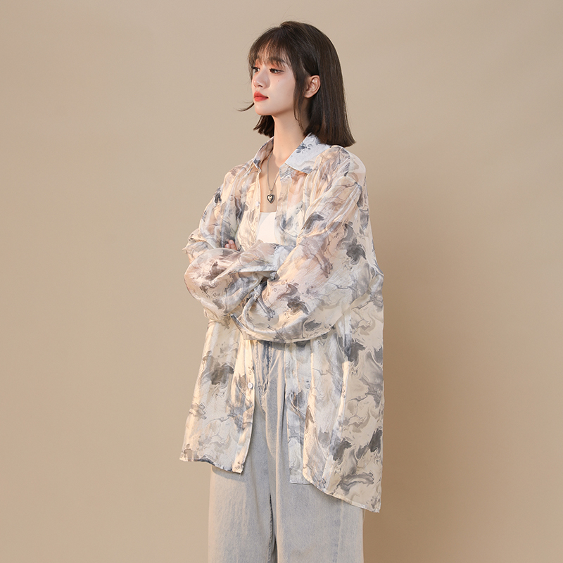 春夏新款薄款垂感中性百搭宽松休闲衬衣外套1003C2304P55，男装衬衫，星座1003