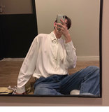 春装韩式潮流领带设计雪纺宽松长袖衬衫1003C1821P55，男装衬衫，星座1003