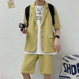 春夏新款潮流韩系宽松纯色短袖西服套装1003W308P105，男装西服套装，星座1003