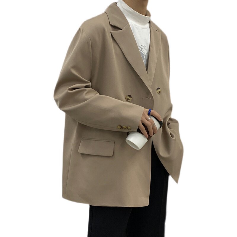 纯色基础双排扣宽松西服外套1003W109P85,男装西服,星座1003