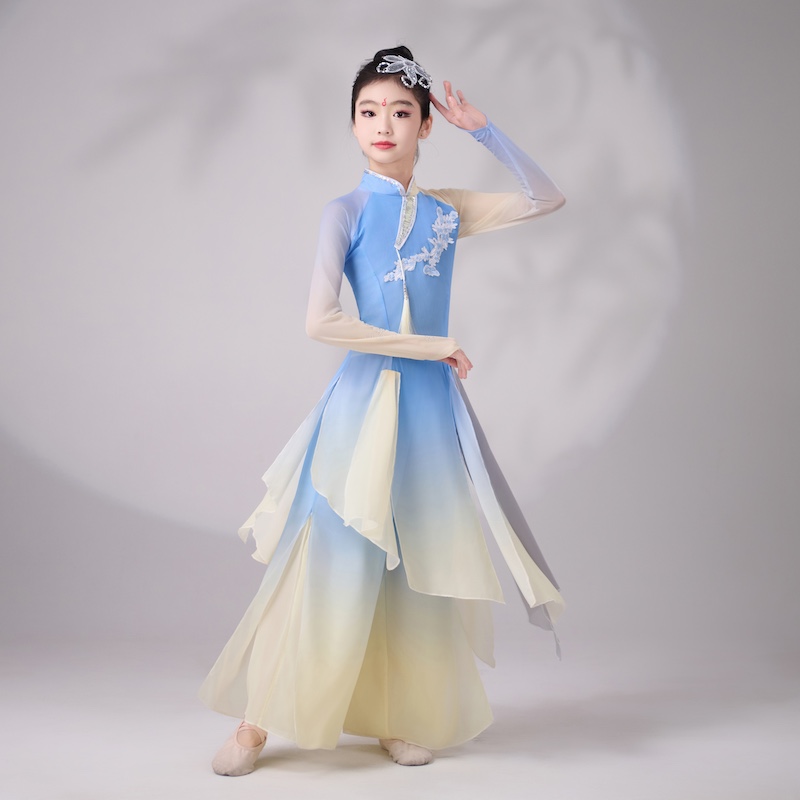 儿童古典舞演出服团扇伞舞服装艺考国风新款女童少儿古典剧目表演