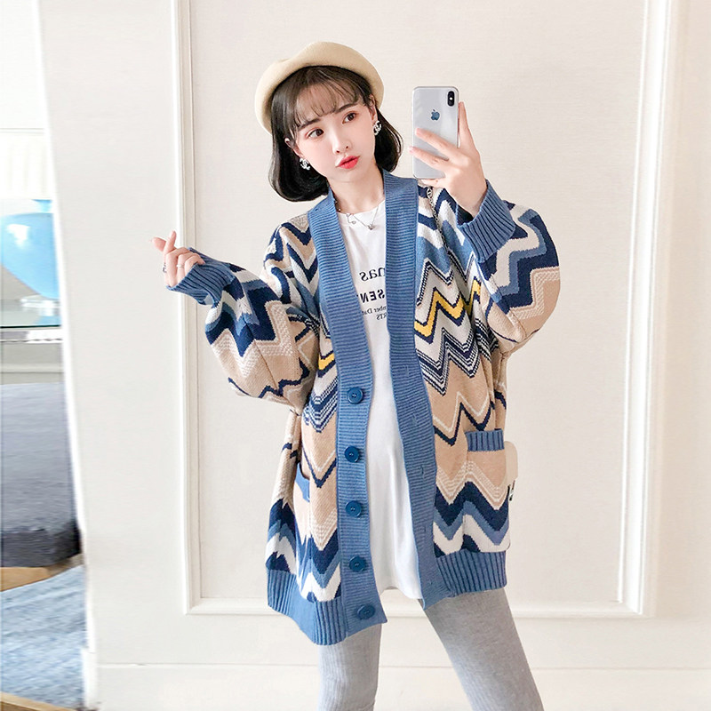 임산부 스웨터 봄 가을 트렌디한 엄마 코트 니트 가디건 패셔너블한 한국식 루즈한 대형 상의 임부복 가을옷