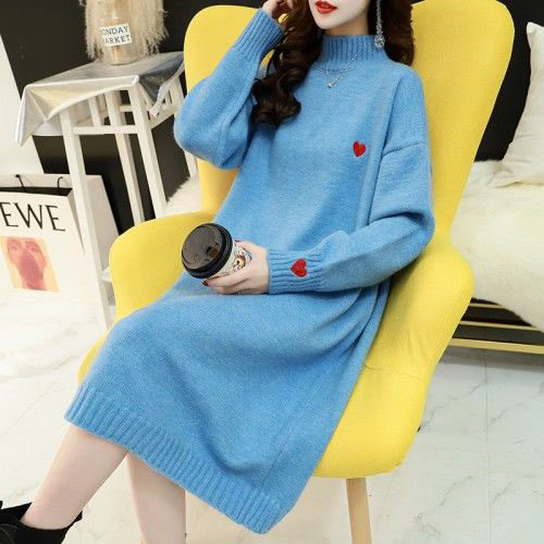 서양식 겨울옷 출산가을옷 패셔너블한 스웨터 중간기장 봄 가을 원피스 여성용 가을 겨울 상의